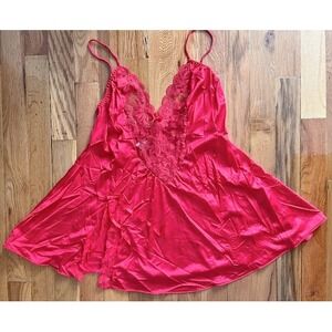 Vintage Darling body fashions‎ Red bodysuit teddy lace lingerie size M